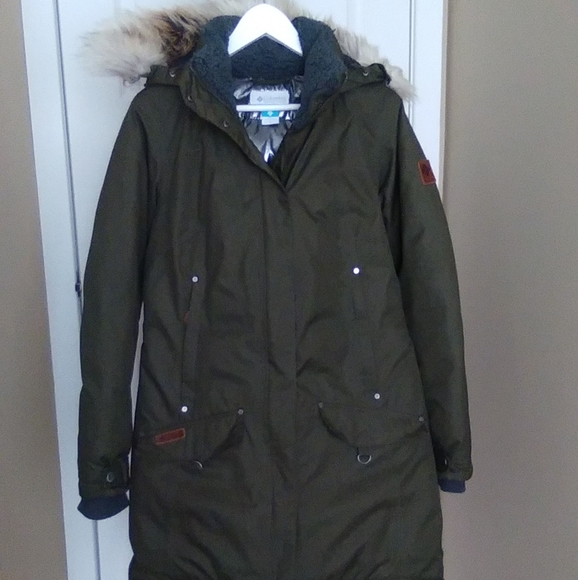 Columbia Alpine Escape Down Parka Waterproof  EUC Med brown/green colour! - Picture 8 of 13